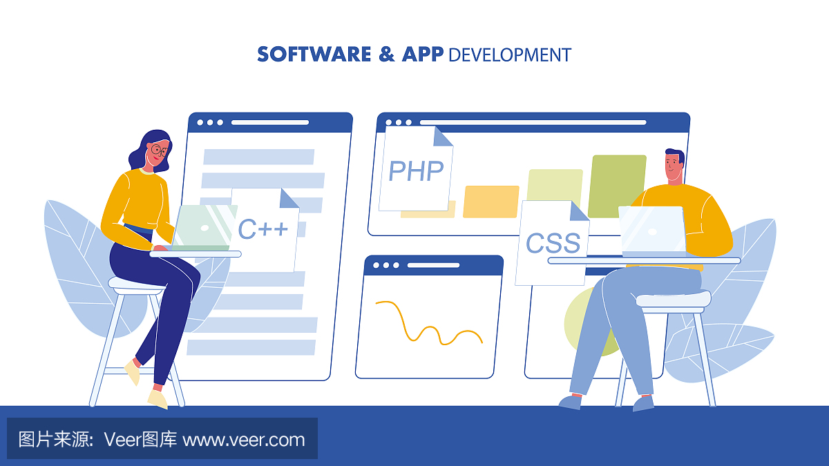 软件和应用程序开发网站横幅模板